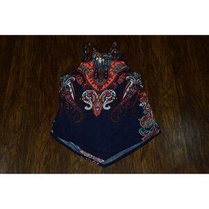Lavish Blue Paisley Tank Top Women's Size Large Boho Festival Lightweight